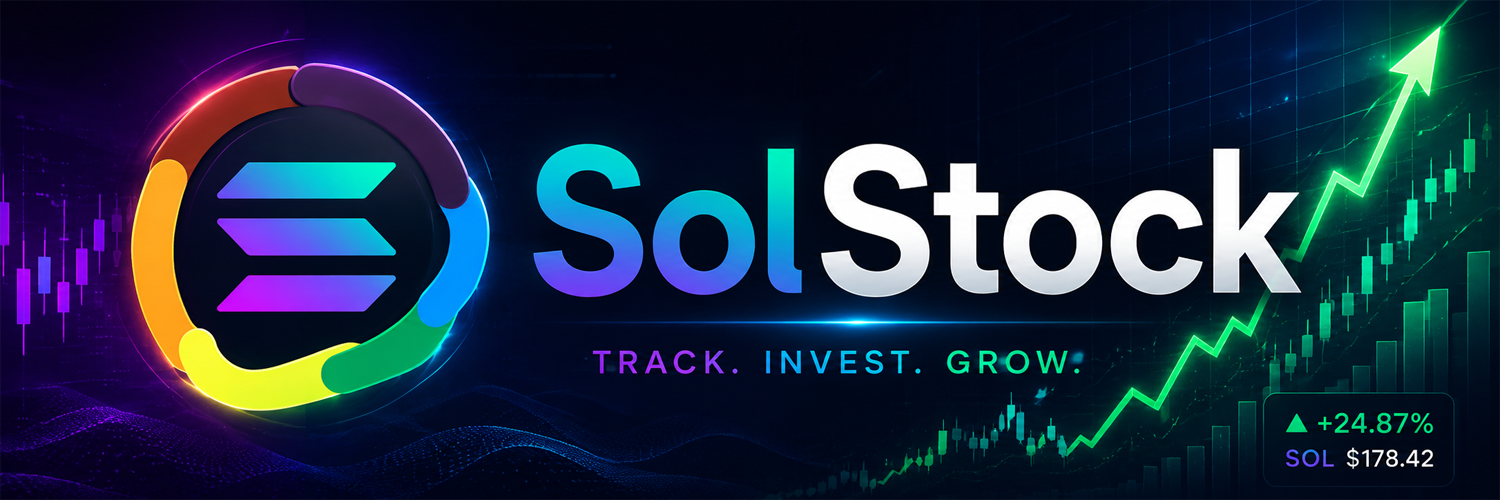 SolStock — Track. Invest. Grow. Solana trading charts on a neon grid